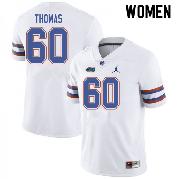 Jordan Brand Women #60 Da'Quan Thomas Florida Gators College Football Jersey White